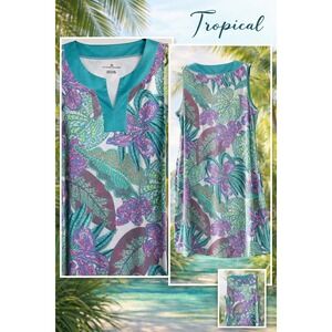 Resort Lifestyle Coastal Cool Caribbean  XL Tropical Sleeveless Shift Dress
